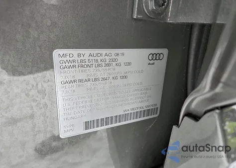 2020 Audi Q3 Premium Plus z USA, uszkodzony, nr VIN WA1BECF30L1007438